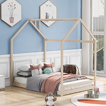 Merax Full Size Wood House Bed for Kids and Teens - Sturdy & Charming