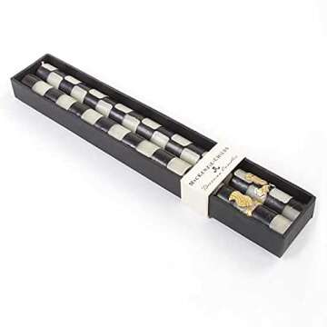 Elegant MacKenzie-Childs Check Dinner Candles Set of 2 Black & Ivory for Stylish Dining