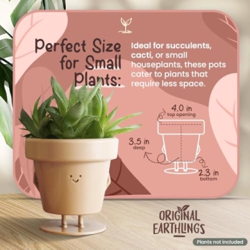 Original Earthlings 3.5 Inch Cute Plant Pot with Drainage