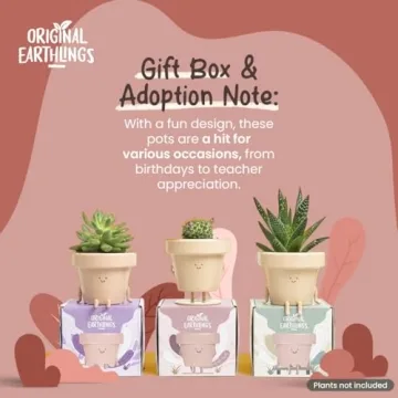 Original Earthlings 3.5 Inch Cute Plant Pot with Drainage