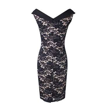 VFSHOW Womens V Neck Sleeveless Floral Lace Cocktail Party Pencil Dress 707 BLK XXL