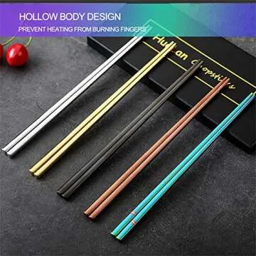 HuaLan Metal Chopsticks Set - Stainless Steel, Dishwasher Safe