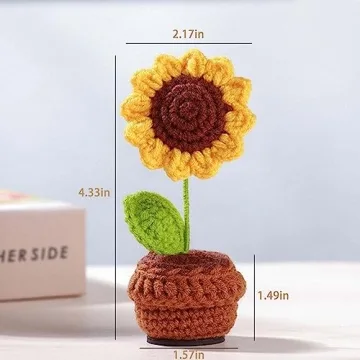 Handmade Crochet Sunflower for Home & Car Decoration