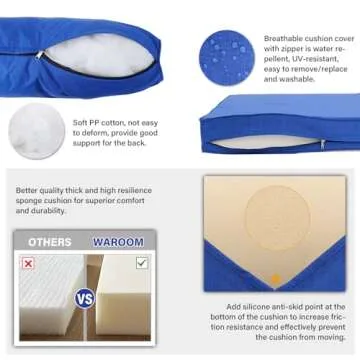 Outdoor PE Wicker Furniture Set 4 Piece Patio Black Rattan Sectional Loveseat Couch Set Conversation Sofa with Storage Box Glass Top Table and Non-Slip Royal Blue Cushion