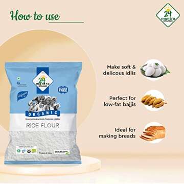 Organic Rice Flour Pure White - Rice Atta - ★ USDA Certified Organic - ★ European Union Certified Organic - ★ Pesticides Free - ★ Adulteration Free - ★ Sodium Free - 2 lb - 24 Mantra Organic
