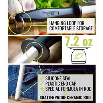 Green Elephant Ceramic Sharpening Rod for Perfectly Sharp Knives