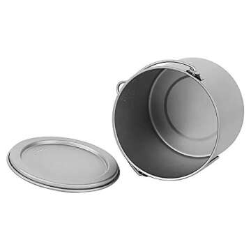 Lixada 1100ml/2800ml Titanium Pot Ultralight Portable Hanging Pot with Lid and Foldable Handle Outdoor Camping Hiking Backpacking (1100ml)