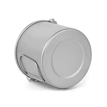Lixada 1100ml/2800ml Titanium Pot Ultralight Portable Hanging Pot with Lid and Foldable Handle Outdoor Camping Hiking Backpacking (1100ml)