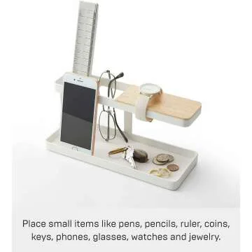 YAMAZAKI Wood & Steel Desk Organizer - Stylish Storage