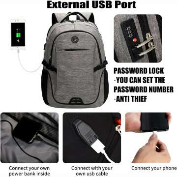 Travel Laptop Backpack with USB Charging Port