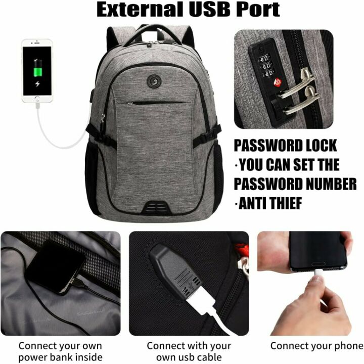 Travel Laptop Backpack with USB Charging Port