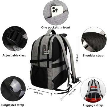 Travel Laptop Backpack with USB Charging Port