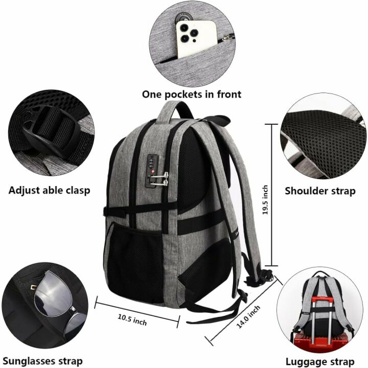 Travel Laptop Backpack with USB Charging Port