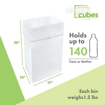 Clean Cubes 30 Gallon Disposable Trash Cans (3-Pack). Reusable Garbage and Recycling Bins for Parties, Events, and More (White - 30” Height x 17” Width x 14” Depth)