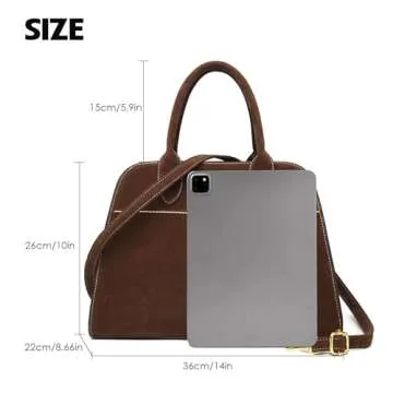 Travistar Suede Tote Bag - Vintage Crossbody Handbag