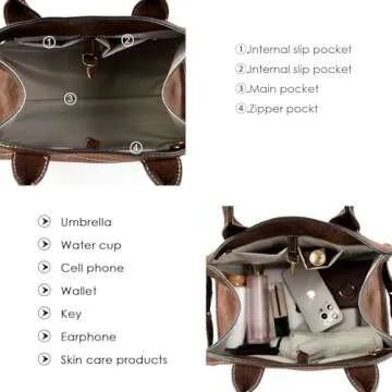 Travistar Suede Tote Bag - Vintage Crossbody Handbag