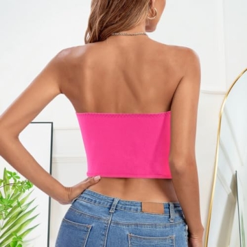 TYNORA Women's Feather Corset Top Strapless Glamorous