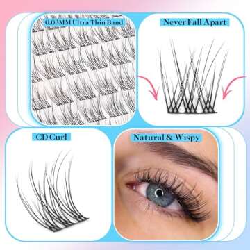 Natural Lash Clusters Wispy Eyelash Clusters 192PCS Individual Lashes CC Curl Natural Cluster Lashes 9-11mm Eyelash Extension Individual Lashes DIY Lash Extension at Home