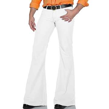 70SFUSION Men's Relaxed Fit Vintage Jeans, Classic 70s Style Bell Bottom Denim Pants