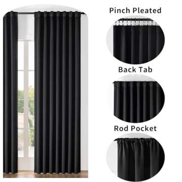 Joydeco Black Blackout Curtains 96 Inches Long, Thermal Insulated Black Out Curtains 2 Panels Set fo...