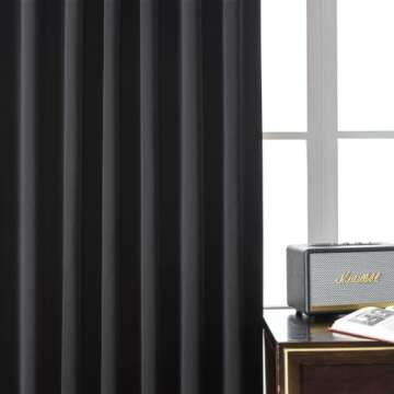 Joydeco Black Blackout Curtains 96 Inches Long, Thermal Insulated Black Out Curtains 2 Panels Set for Bedroom, Room Darkening Drapes for Living Room Window (W52 x L96 Inch, Black)