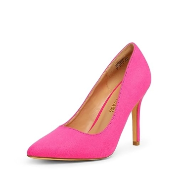 DREAM PAIRS Women's Closed Toe High Heels Dress Pointed Toe Wedding Pump Shoes,Size 10,Fuchsia/Suede...