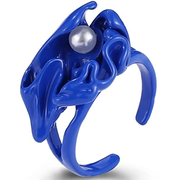 Trendy Chunky Colorful Rings Set for Women - 9 Pcs