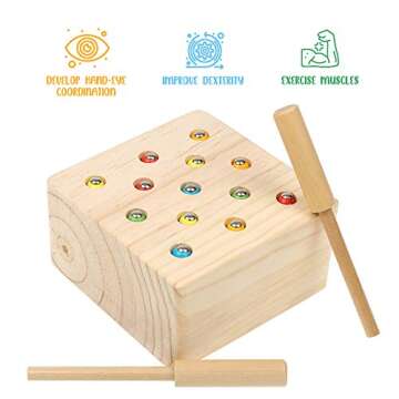 Boxiki kids Wooden Montessori Toys for Babies, Toddlers & Kids, Fine Motor Skills, Magnetic Worm Gam...