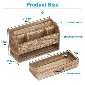 rgcgeem Brown Wooden Desk Organizers Set for Minimalist and Fashionable Home/Office Organization, De...