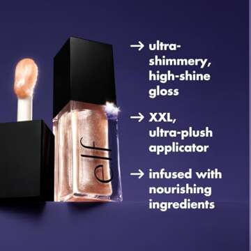 e.l.f. Glow Reviver Lip Oil, Nourishing and Hydrating with High-Shine Glimmer Finish & Sheer Wash Of Color, Minty Scent, Non-Sticky, Vegan & Cruelty-free, Divine Wine