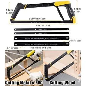 DOWELL Hacksaw Frame Set - Heavy Duty 12-inch 10-inch 6-inch Mini Handsaw with Extra Blades for Meta...