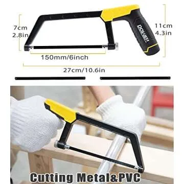 DOWELL Hacksaw Frame Set with 8 Extra Blades and Metal Design