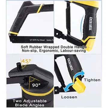 DOWELL Hacksaw Frame Set with 8 Extra Blades and Metal Design