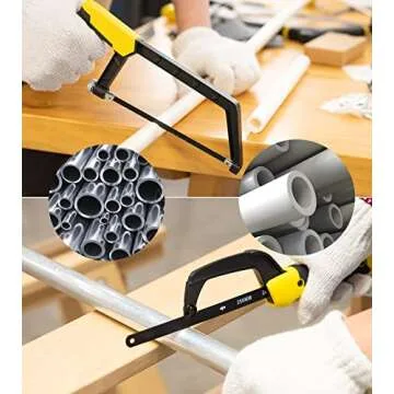 DOWELL Hacksaw Frame Set with 8 Extra Blades and Metal Design