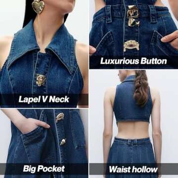 URBAN REVIVO Women's Casual Denim Dress - Fashionable & Versatile