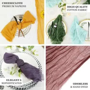 Elegant Efavormart 5 Pack Terracotta Gauze Cheesecloth Napkins - Rustic Cotton Dinner Napkins 24"x19...