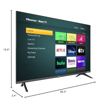 Hisense 32-Inch Class H4 Series LED Roku Smart TV with Google Assistant and Alexa Compatibility (32H4G, 2021 Model)