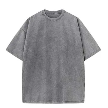 3 Pcs Oversized T-Shirts Heavy Cotton Washed Summer Vintage Tee Loose Fit Short Sleeve Casual Shirts for Men Women (E,S)