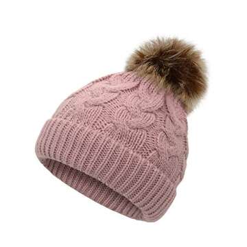 Zando Baby Girl Hats Kids Winter Hat Infant Pom Pom Beanie Toddler Caps Knit Warm Beanies Cap for Baby Boys Black White Gray Pink One Size