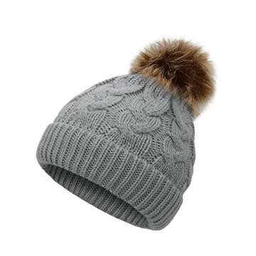 Zando Baby Girl Hats Kids Winter Hat Infant Pom Pom Beanie Toddler Caps Knit Warm Beanies Cap for Baby Boys Black White Gray Pink One Size