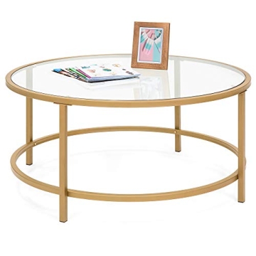 Best Choice Products 36in Modern Round Tempered Glass Accent Side Coffee Table for Living Room, Dini...