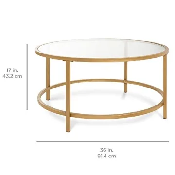 Stylish Best Choice 36in Round Glass Coffee Table