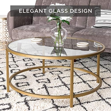Stylish Best Choice 36in Round Glass Coffee Table
