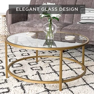 Stylish Best Choice 36in Round Glass Coffee Table