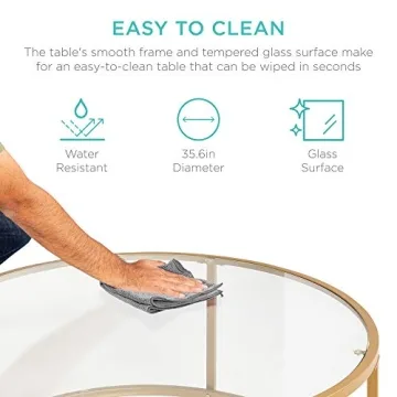 Stylish Best Choice 36in Round Glass Coffee Table