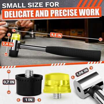 Small Rubber Mallet Hammer Tool - 25mm Hammer Tapping Block for Vinyl Plank Flooring Mallet Rubber Hammer Small Hammer for Crafts - Rubber Hammer Jewelry Wood Rubber and Nylon Double Faced Soft Mallet