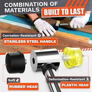 Small Rubber Mallet Hammer Tool - 25mm Hammer Tapping Block for Vinyl Plank Flooring Mallet Rubber Hammer Small Hammer for Crafts - Rubber Hammer Jewelry Wood Rubber and Nylon Double Faced Soft Mallet