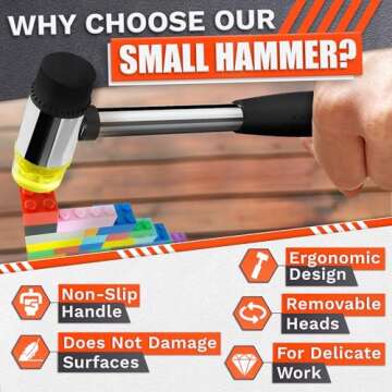 Small Rubber Mallet Hammer Tool - 25mm Hammer Tapping Block for Vinyl Plank Flooring Mallet Rubber Hammer Small Hammer for Crafts - Rubber Hammer Jewelry Wood Rubber and Nylon Double Faced Soft Mallet