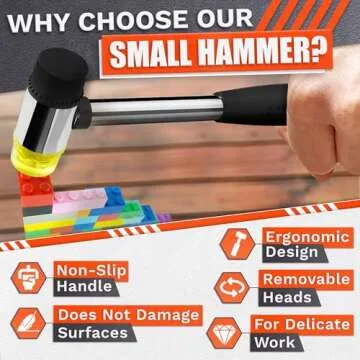 Small Rubber Mallet Hammer Tool - 25mm Hammer Tapping Block for Vinyl Plank Flooring Mallet Rubber Hammer Small Hammer for Crafts - Rubber Hammer Jewelry Wood Rubber and Nylon Double Faced Soft Mallet