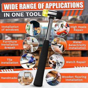 Small Rubber Mallet Hammer Tool - 25mm Hammer Tapping Block for Vinyl Plank Flooring Mallet Rubber Hammer Small Hammer for Crafts - Rubber Hammer Jewelry Wood Rubber and Nylon Double Faced Soft Mallet